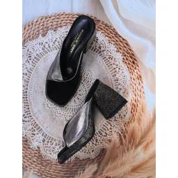 Ronnie Grey Embellished PU Party Block Sandals-picture-34