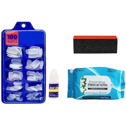 roodiles 100 White Fake Nails with Glue, Buffer Block & 25 Wet Wipes Facial, Refreshing, Makeupremover Wipes – Nail Queen Kit Set-picture-28