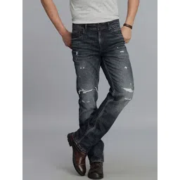 Rookies Men Straight Fit Mid-Rise Mildly Distressed Light Fade Stretchable Jeans-picture-34