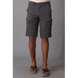 rookies Solid Men Reversible Dark Grey Cargo Shorts-picture-24