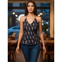 ROOM 19 Print Halter Neck Ethnic Top-picture-22