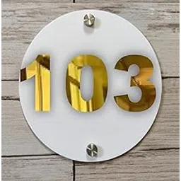 Room Number Plate No 93 | Mirror Gold with White Acrylic Number Plate with Double Side Tape On Backside-image-25