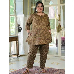 ROPADEMODA Women Plus Size Printed Pure Cotton Co-Ords-picture-11