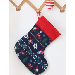 ROSADA Navy Blue & Red Carol Printed Stocking Christmas Decor-picture-11