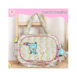 Rosada Pink Hippo Trendy Mini Sling Diaper Bag for Baby Mom | Outing Travel Lightweight Waterproof Washable Spacious Zip Compartments and Shoulder Sling with Hanging Soft ToyMini-image-3