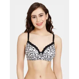 Rosaline by Zivame Black & White Printed Half Coverage T-Shirt Bra-picture-17