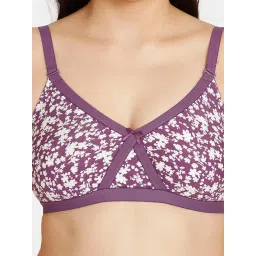Rosaline by Zivame Purple & White Wireless Non Padded T-Shirt Bra image 4