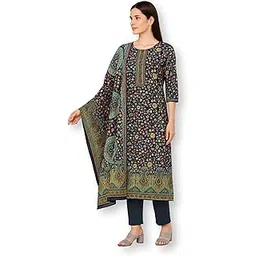 rosaniya ShEmpire Spun Wool Kashmiri Printed Salwar suit for Women with Shawl for Winter wear (GOLD1008_Unstitched_Royal Blue)-picture-37