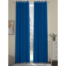 ROSARA HOME Blue Set of 2 Black Out Long Door Curtains-picture-26