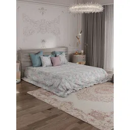 ROSARA HOME Grey & Blue Graphic 300 TC Queen Bedsheet with 2 Pillow Covers-picture-21