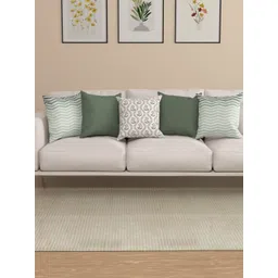 ROSARA HOME Joey Olive & White 5 Pieces Geometric Floral Square Cushion Cover-picture-23