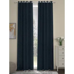 ROSARA HOME Navy Blue Set of 2 Black Out Door Curtains-picture-33