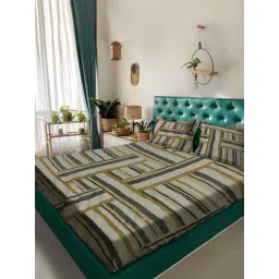 Rosara Home Olive Green Abstract King Bed Sheet With Pillow Covers-picture-44