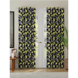 Rosara Home Polyester Yellow Floral Room Darkening 9 ft Long Door Curtains - Pack of 2-picture-14