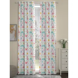 ROSARA HOME Set of 2 White & Blue Door Curtain-picture-22