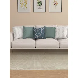 ROSARA HOME Teal 5 Pieces Floral Printed Square Cushion Covers-picture-35