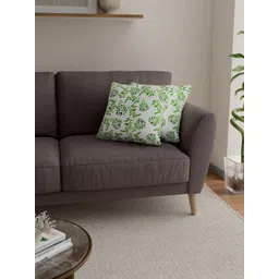 ROSARA HOME White & Green Set of 2 Floral Square Cushion Covers-picture-37