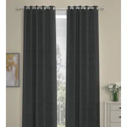 Dark Grey Polyester Solid 9 Ft Semisheer Eyelet 2 Door Curtains By Rosarahome-picture-24