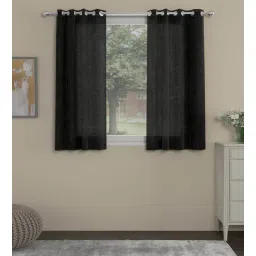 Dark Grey Polyester Solids 5ft Sheer Eyelet (2 pc) Window Curtains by ROSARAHOME-picture-28