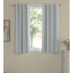 Light Grey Solid Polyester 5 Ft Semisheer Eyelet Window Curtains (Set of 2) by ROSARAHOME-picture-11