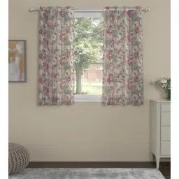 Multicolor Polyester Floral 5ft Sheer Eyelet (2 pc) Window Curtains by ROSARAHOME-picture-39