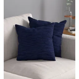 Navy Blue Textured Polyester 32 x 32 Inches Cushion Covers (Set of 2) by ROSARAHOME-picture-12