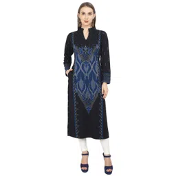 ROSARY Women Mandarin Collar Ethnic Motifs Woven Design Acrylic Kurta-picture-26