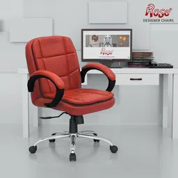 rose designer chairs ROSE Oliveya Leatherette Executive Mid Revolving Chair, 1 Year Warranty, Leatherette Office Arm Chair-picture-14