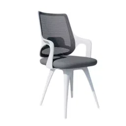 Rose Mono 56D x 56W x 97H cm Mesh Mid-Back Ergonomic Visitor Chair with Nylon Legs, White & Grey-picture-36