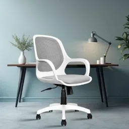 Rose Zaria 53x53x109cm Mesh White &a; Grey Medium Back Ergonomic Chair image 1