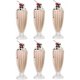 rosefinch (Pack of 6) Crystal Milk Shake, Juice, Ice Cream, Milkshake, Faluda, Smoothie Cocktail Glass Set Water/Juice Glass-picture-15