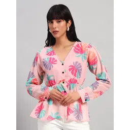 ROSEMELON Print Georgette Peplum Top-picture-40