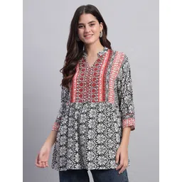 ROSEMELON Women Ethnic Motifs Printed Mandarin Collar Top-picture-28