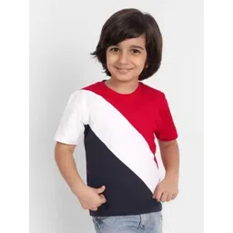 Rotaqo Boys Colourblocked Round Neck Cotton T-shirt-picture-28