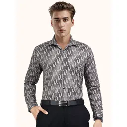 ROUGHELLS Men Slim Fit Graphic Printed Spread Collar Formal Shirt-picture-18