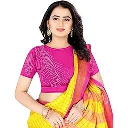 Round Neck Sparkle Cotton Lycra Stretchable Readymade Saree Blouse for Women-picture-45