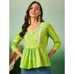 routes by all about you all about you Floral Print Cotton Peplum Top-picture-30