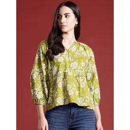 routes by all about you all about you Floral Print Pure Cotton Peplum Top-picture-31