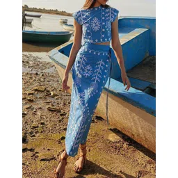 Routes by All About You Embroidered Round Neck Top With Skirt Co-Ords-picture-25