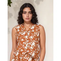 Routes by All About You Women Floral Print Linen Top-picture-37