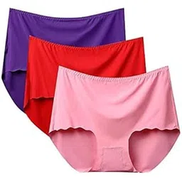 rouxous Women's Multicolor Seamless Lycra Ice Silk Panty Bikini Smooth & Comfortable Full Stretch Undergarments for Underwear Soft Hipster Bikini (Multi Colored) Pack of 3-picture-31