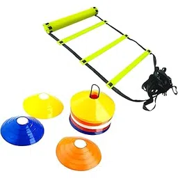 Roxan Adjustable Speed Ladder 4 Meter with 10 rungs/Football practices Running Speed Agility Ladder/Football Saucer Cone Multi Color Set of 10/ Marker Cone Multi Color-picture-24