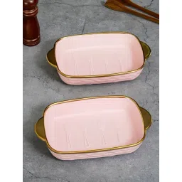 ROXX Pink Porcelain Rectangle Platter - Set of 2-picture-23