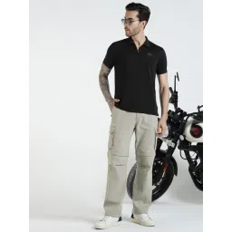 Royal Enfield Black Regular Fit Solid Polo T-Shirt image 4