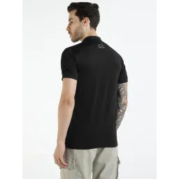 Royal Enfield Black Regular Fit Solid Polo T-Shirt image 2