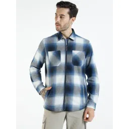 Royal Enfield Blue Cotton Regular Fit Checked Shirt-picture-45