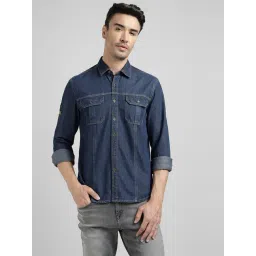 Royal Enfield Blue Regular Fit Solid Shirt-picture-31