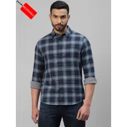 Royal Enfield Blue Slim Fit Check Reversible Shirt-picture-31