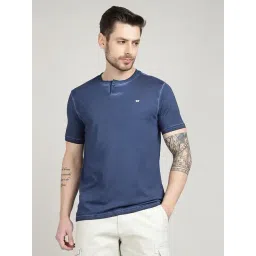 Royal Enfield Blue Solid Short Sleeves T-Shirt image 1