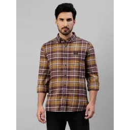 Royal Enfield Brown Regular Fit Check Cotton Shirt-picture-41